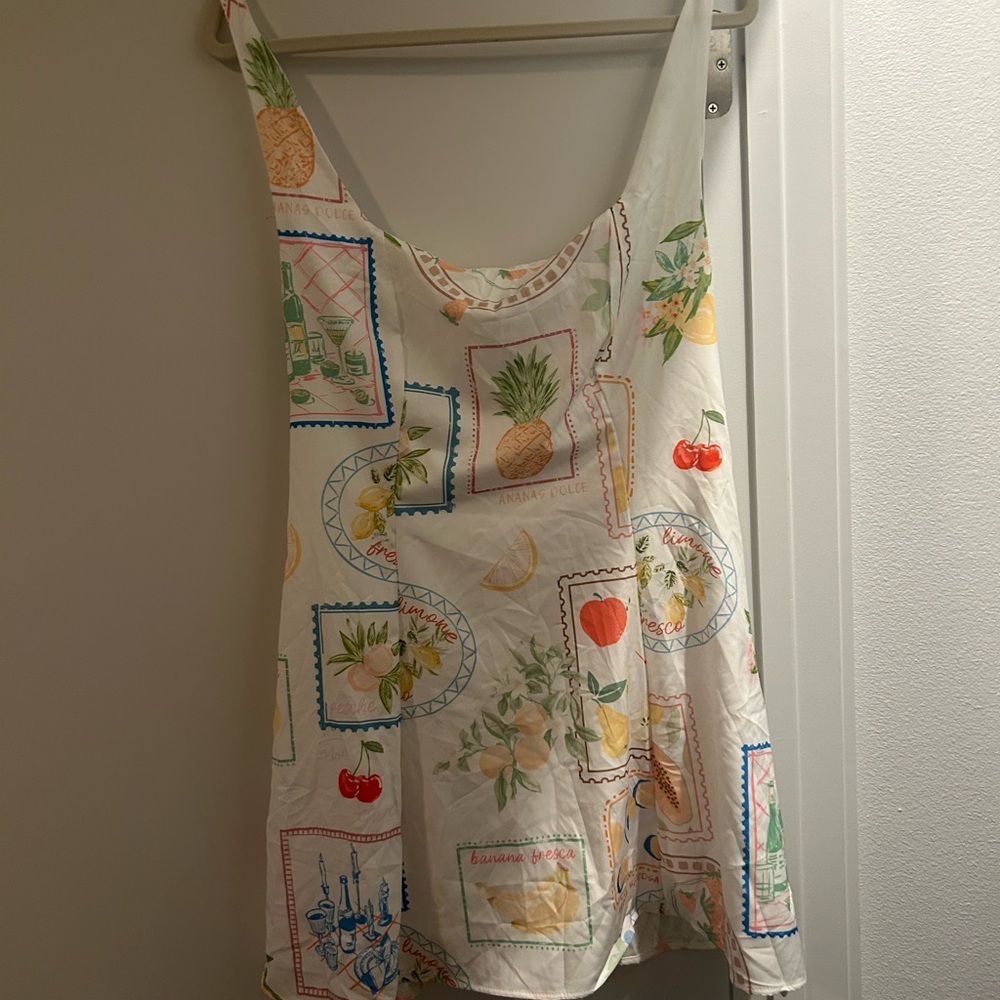 SHEIN White Lemon Print Square Neck Mini Dress - Picture 4 of 4